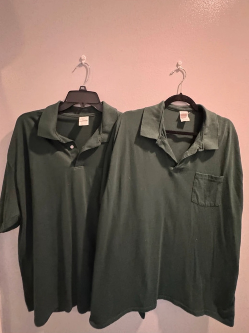 2 Hanes Men's Dark Green Polo Shirt with Pocket size 2x Dollar Tree NWOT